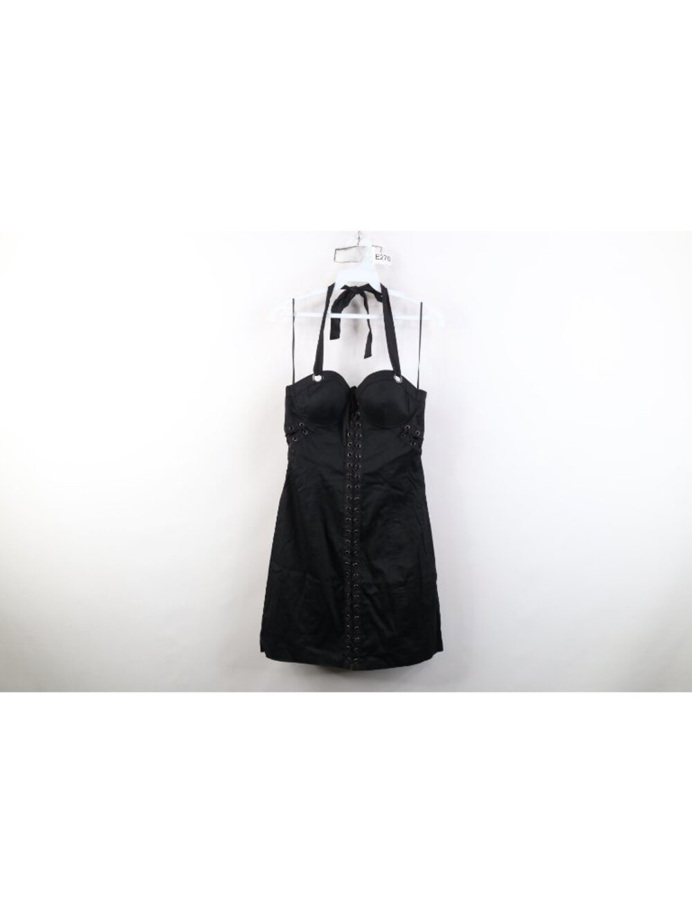 Deadstock Vintage Y2K Guess Womens 7 Babydoll Goth Dom Corset Mini Dress Black